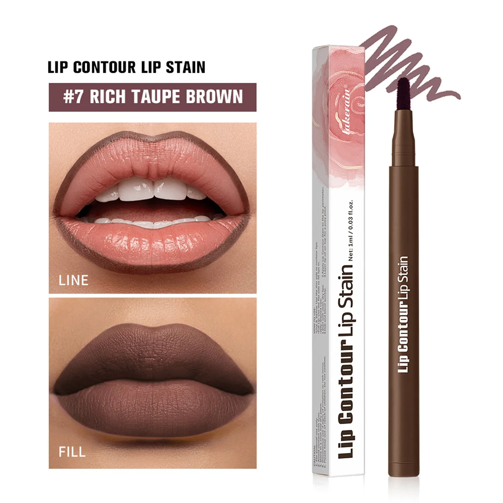 Wooden lip pencil in shade 2 Rosewood with visible colour tip and wooden casing