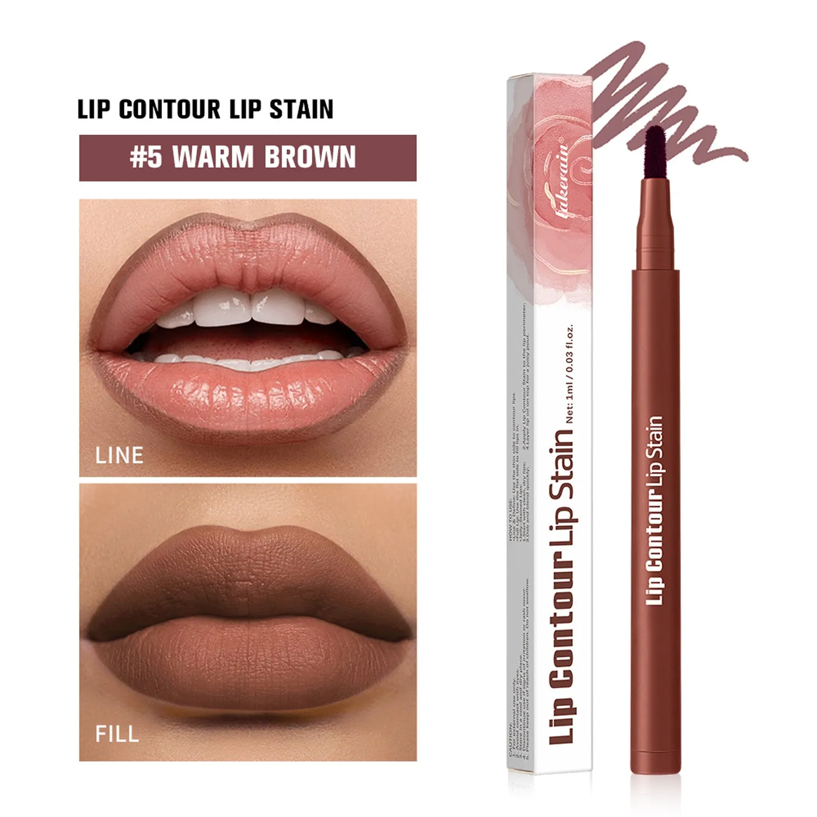 Wooden lip pencil in shade 2 Rosewood with visible colour tip and wooden casing