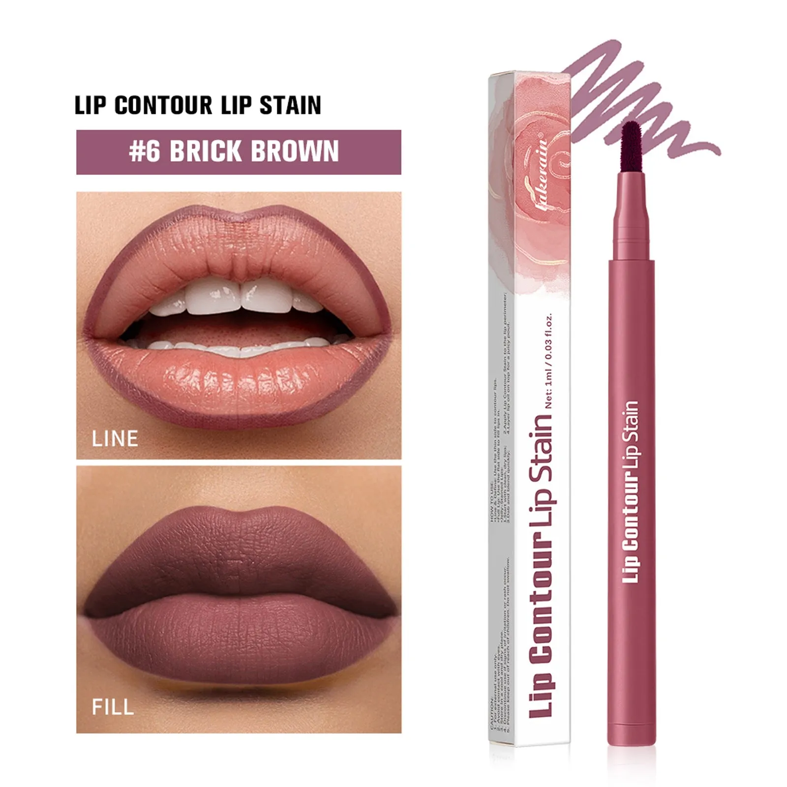 Wooden lip pencil in shade 2 Rosewood with visible colour tip and wooden casing
