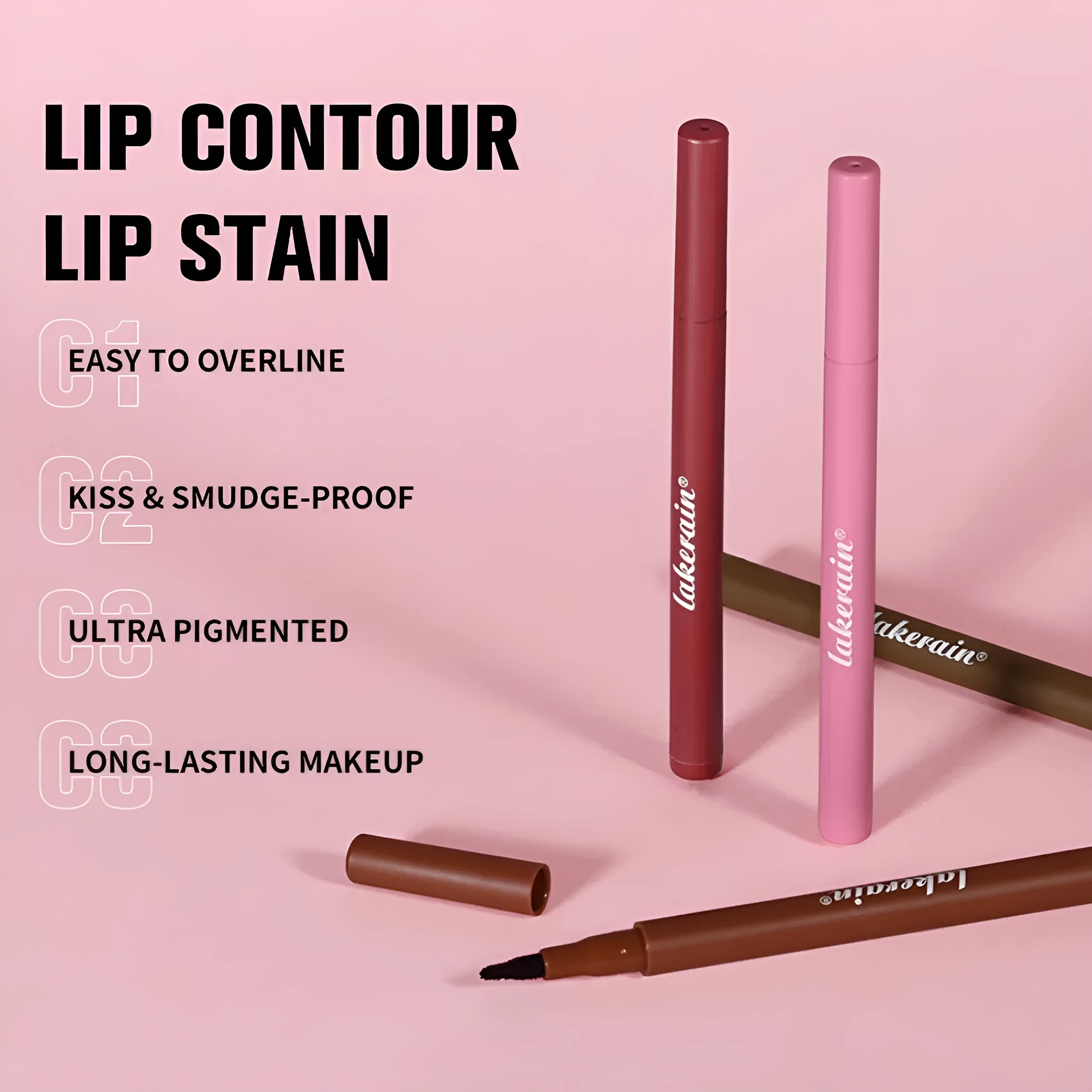 Wooden lip pencil in shade 2 Rosewood with visible colour tip and wooden casing