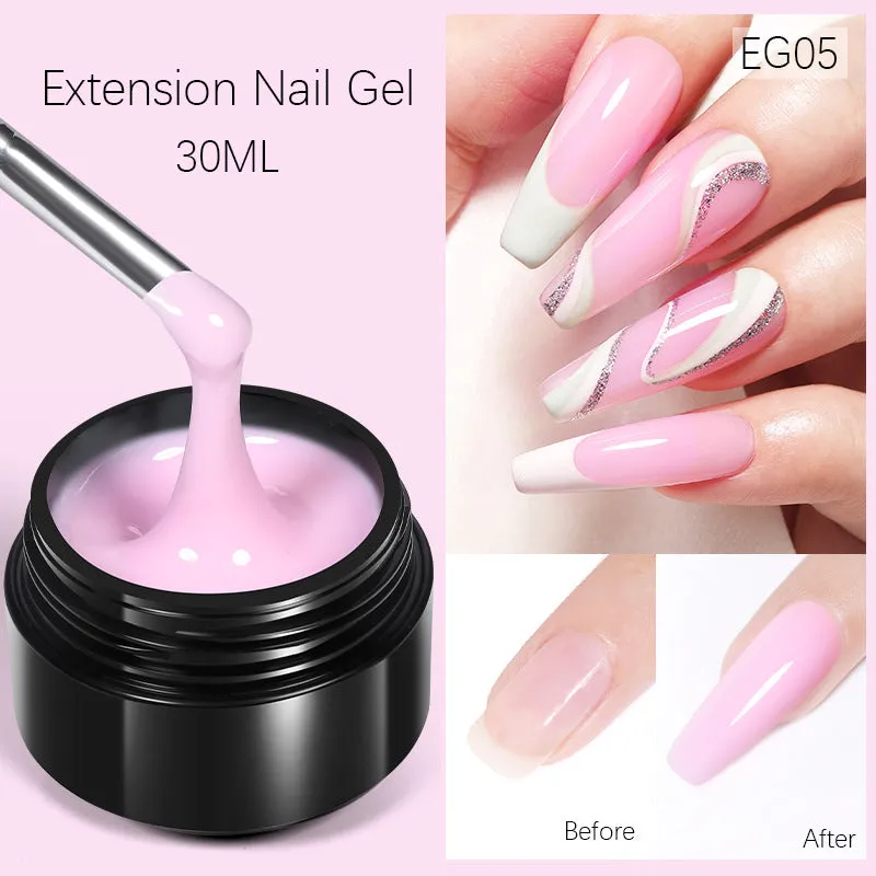 30ml nail extension UV gel in transparent shade with colour options EG01 to EG10 no wash needed