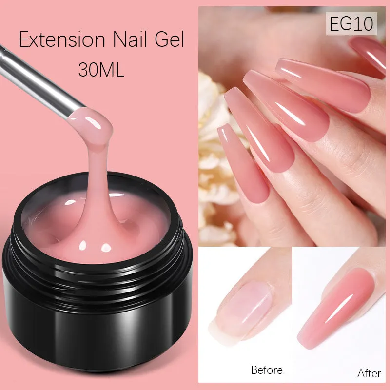 30ml nail extension UV gel in transparent shade with colour options EG01 to EG10 no wash needed