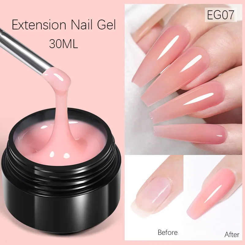 30ml nail extension UV gel in transparent shade with colour options EG01 to EG10 no wash needed