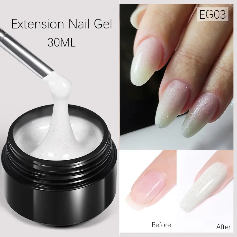 30ml nail extension UV gel in transparent shade with colour options EG01 to EG10 no wash needed