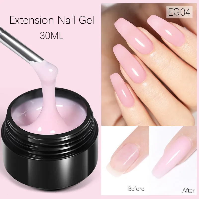30ml nail extension UV gel in transparent shade with colour options EG01 to EG10 no wash needed