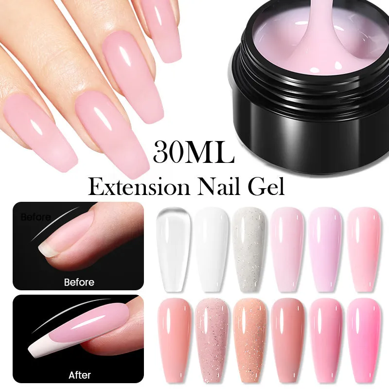 30ml nail extension UV gel in transparent shade with colour options EG01 to EG10 no wash needed