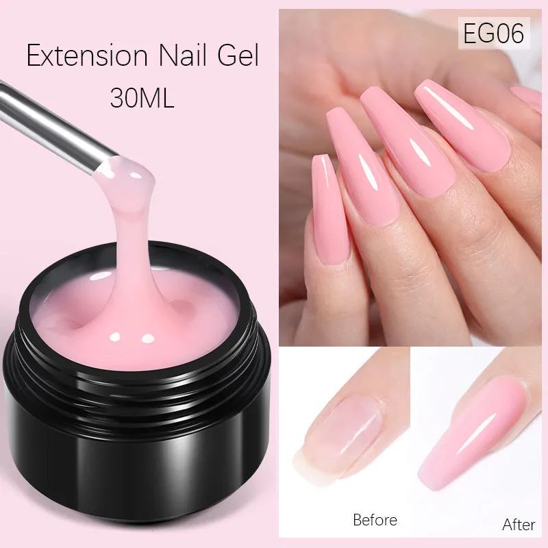 30ml nail extension UV gel in transparent shade with colour options EG01 to EG10 no wash needed