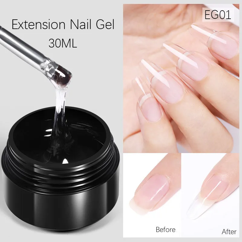 30ml nail extension UV gel in transparent shade with colour options EG01 to EG10 no wash needed
