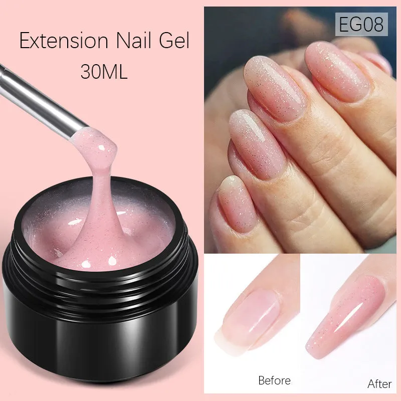 30ml nail extension UV gel in transparent shade with colour options EG01 to EG10 no wash needed