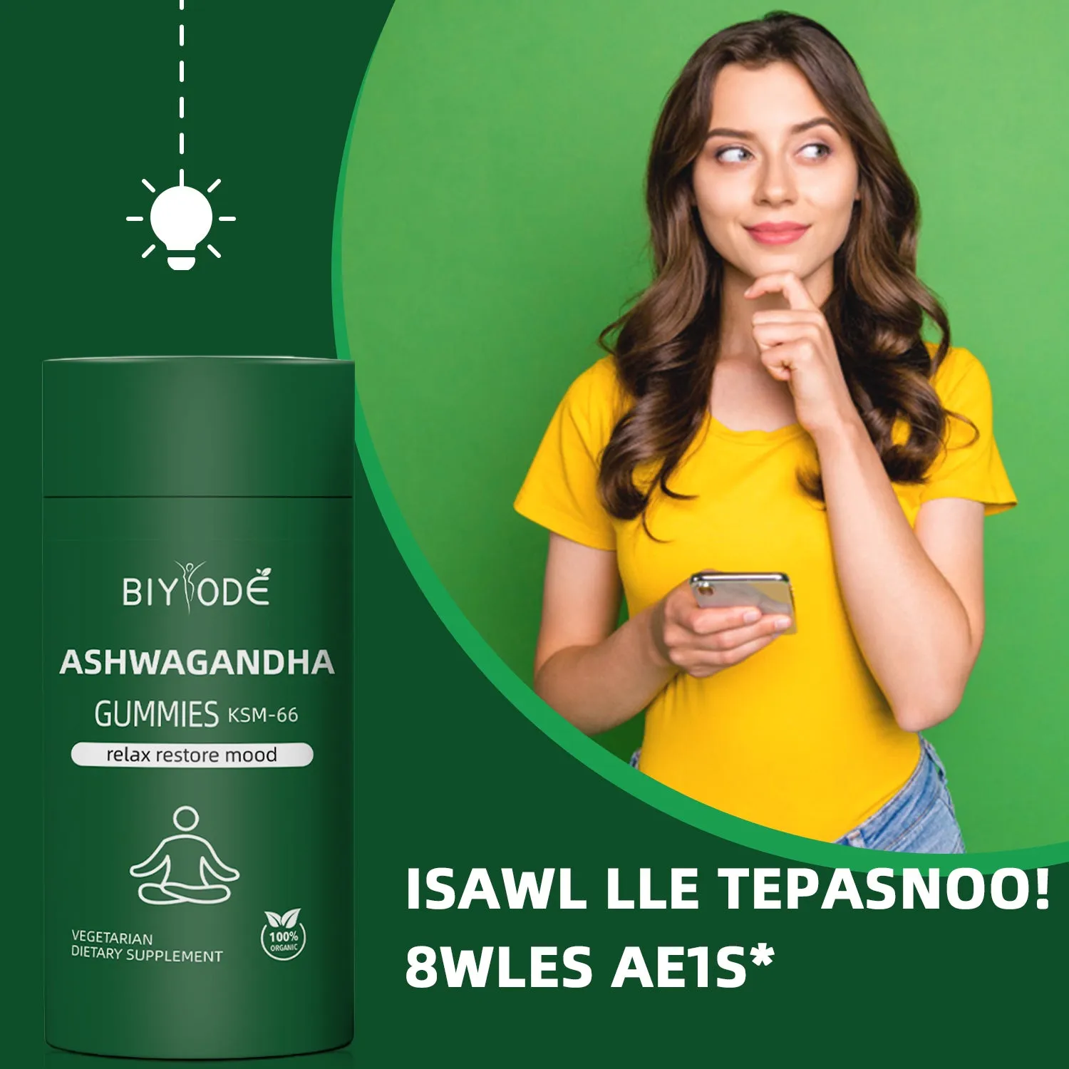 Bottle of ashwagandha gummies for immune support sleep and mood health 60 count natural vegan gluten-free