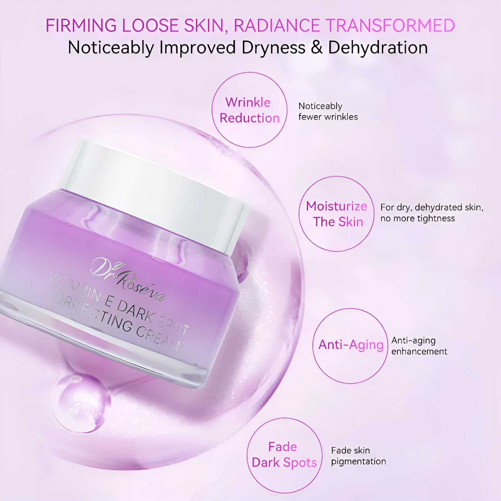 DR.ROSEVA Brightening Vitamin E Dark Spot Corrector Face Cream in a 50g white jar