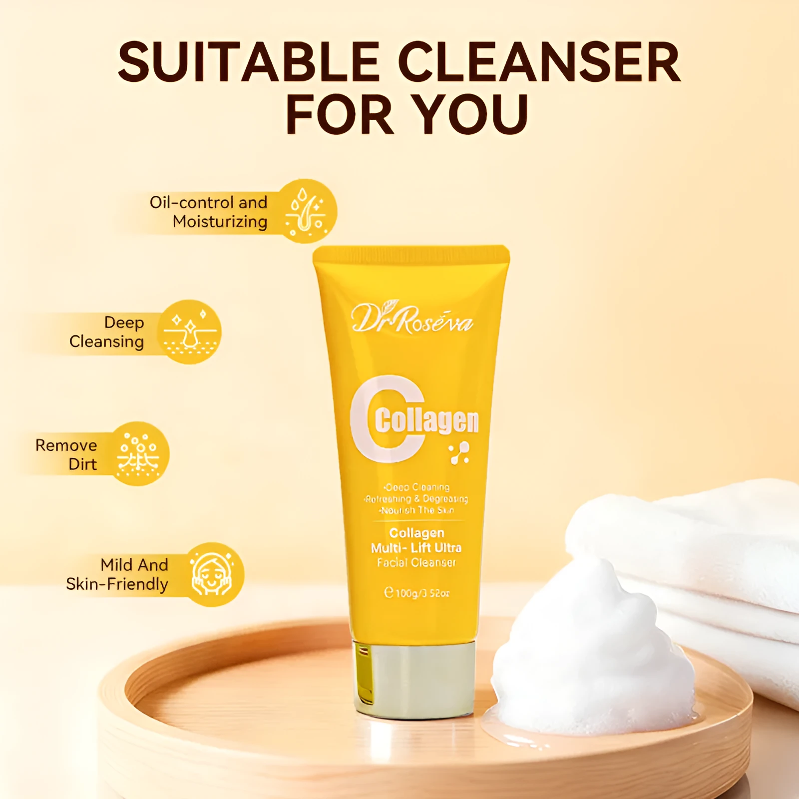 DR.ROSEVA Collagen Gently Deep Cleansing Cleanser Face Wash 110g tube
