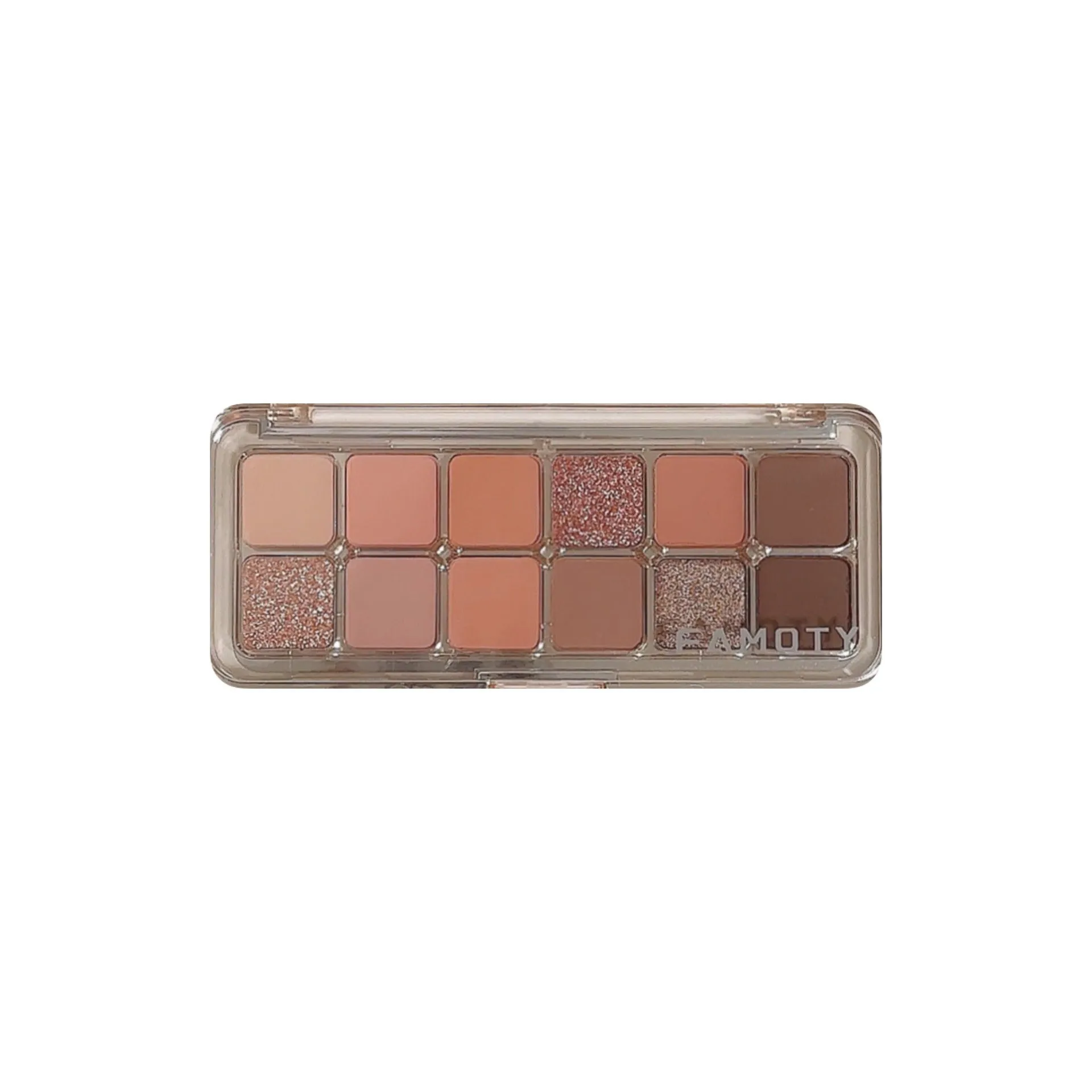 12-colour eyeshadow palette with earth tones, shimmer and matte finishes, 12g net content