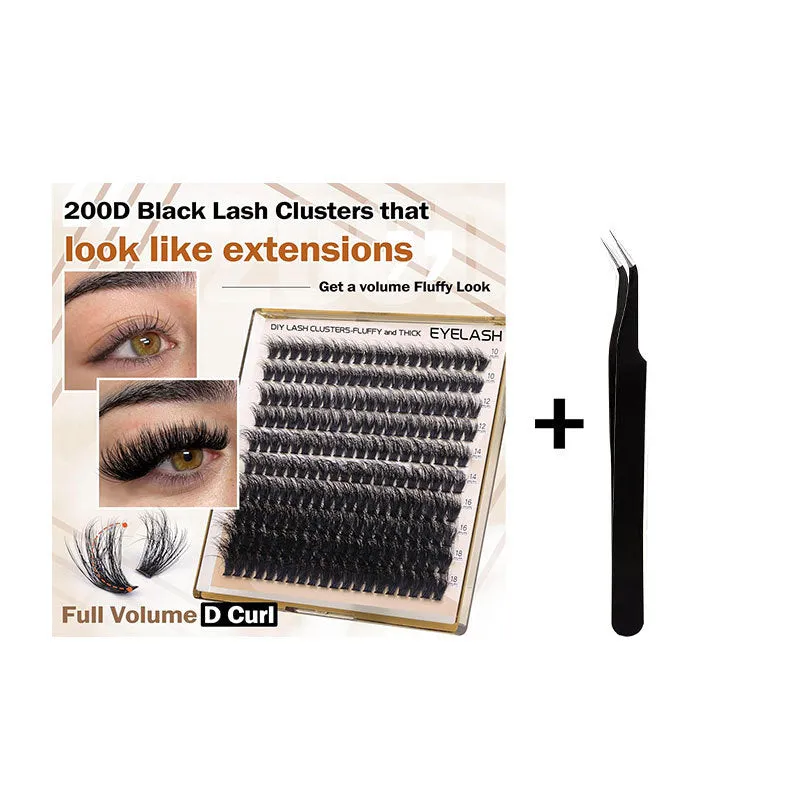 Fluffy faux mink segmented eyelashes 200D high-grade fibre on white background