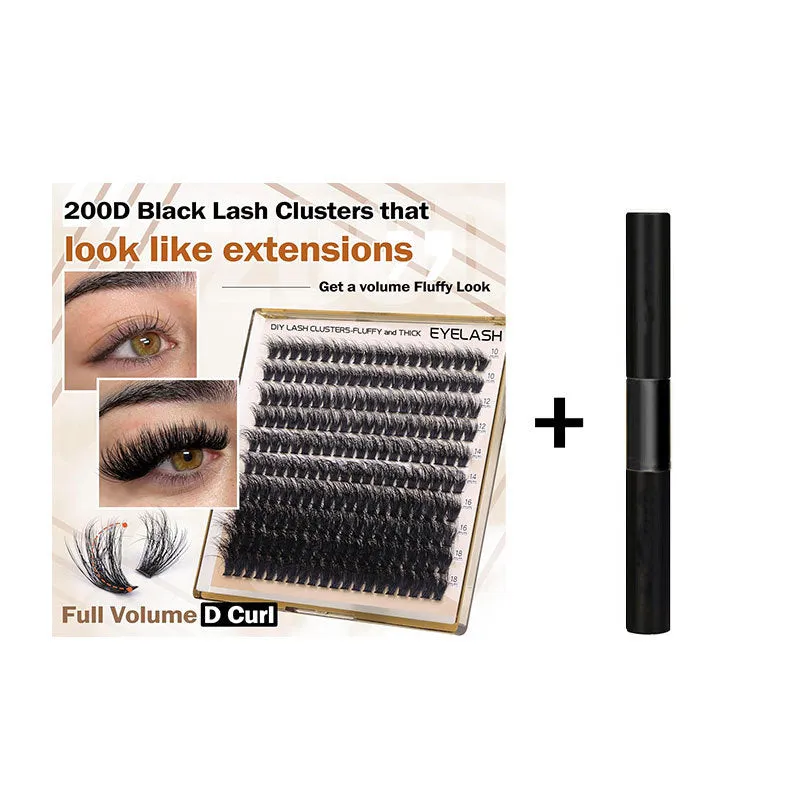 Fluffy faux mink segmented eyelashes 200D high-grade fibre on white background