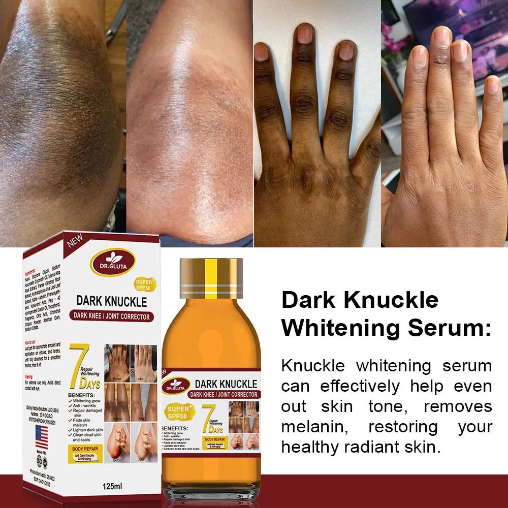 Dark Knuckle Serum 125ml bottle with premium plant extracts for skin whitening and anti-wrinkle care