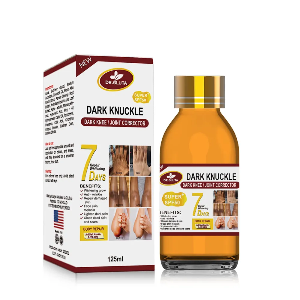 Dark Knuckle Serum 125ml bottle with premium plant extracts for skin whitening and anti-wrinkle care