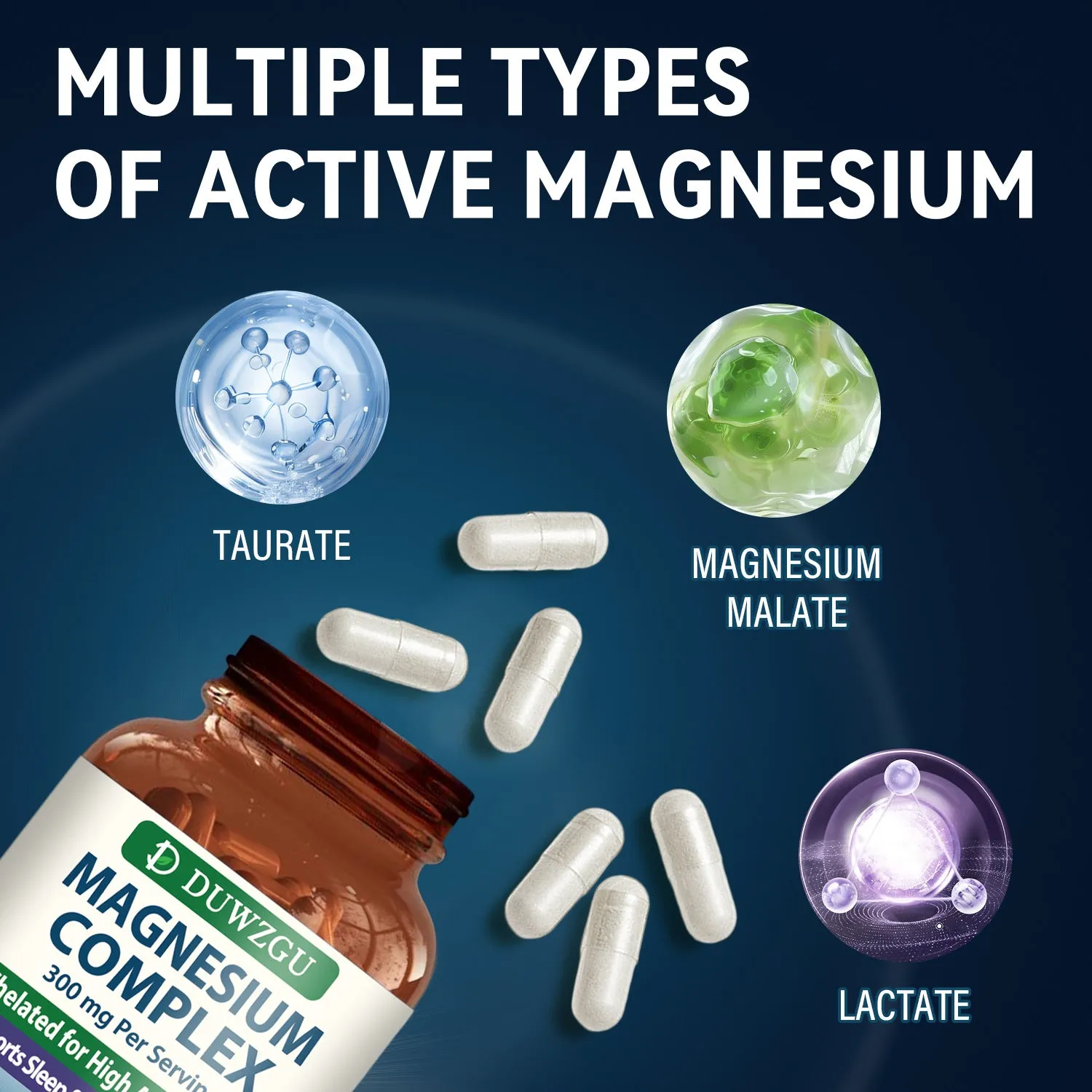 Bottle of Zinc Magnesium Complex Capsules 90 capsules on white background, supplement label visible