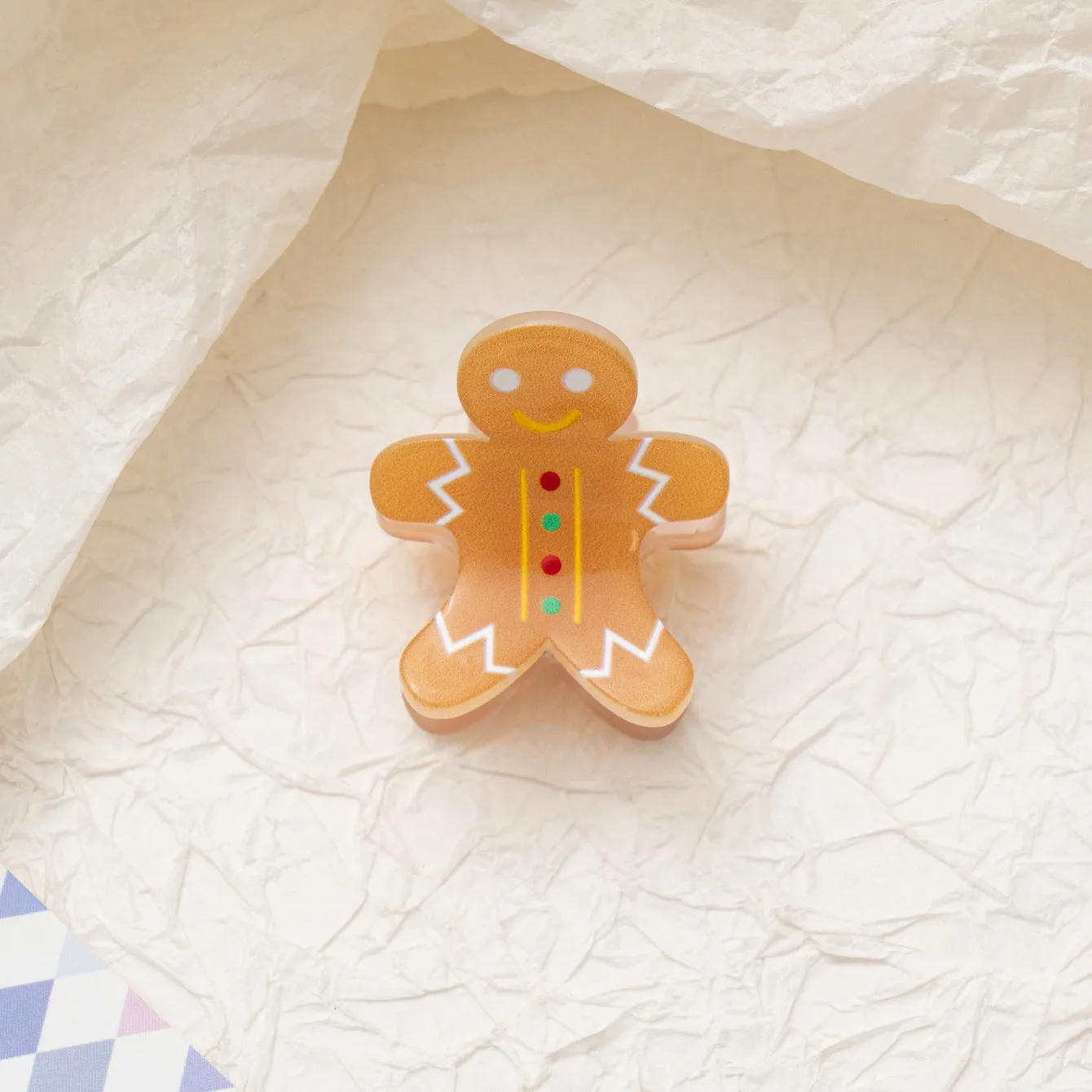 Oil-finished acrylic Christmas series small jaw clip barrette with snowflake design on white background