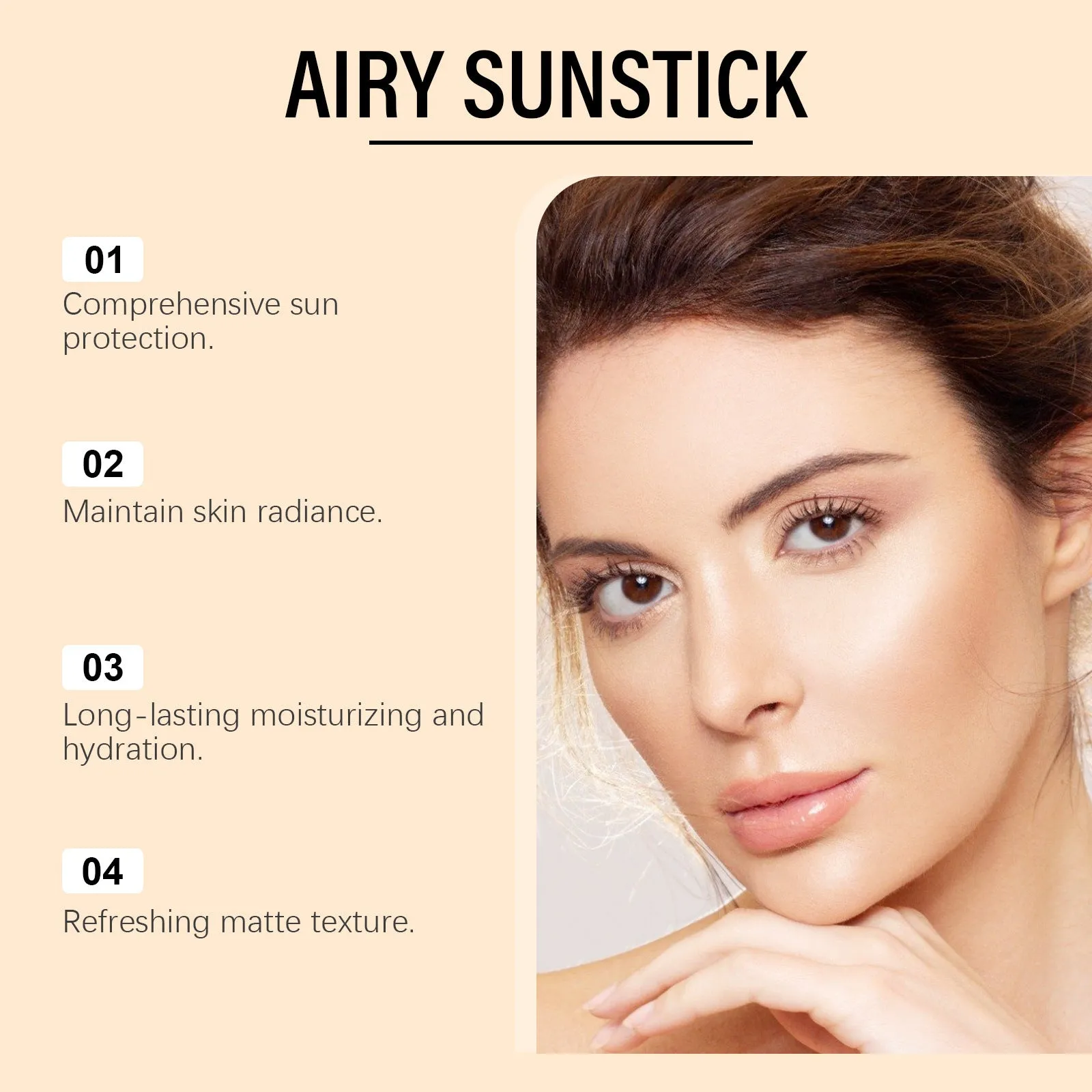 SPF50+ non-oily sunscreen stick in portable 23g packaging for face and body protection