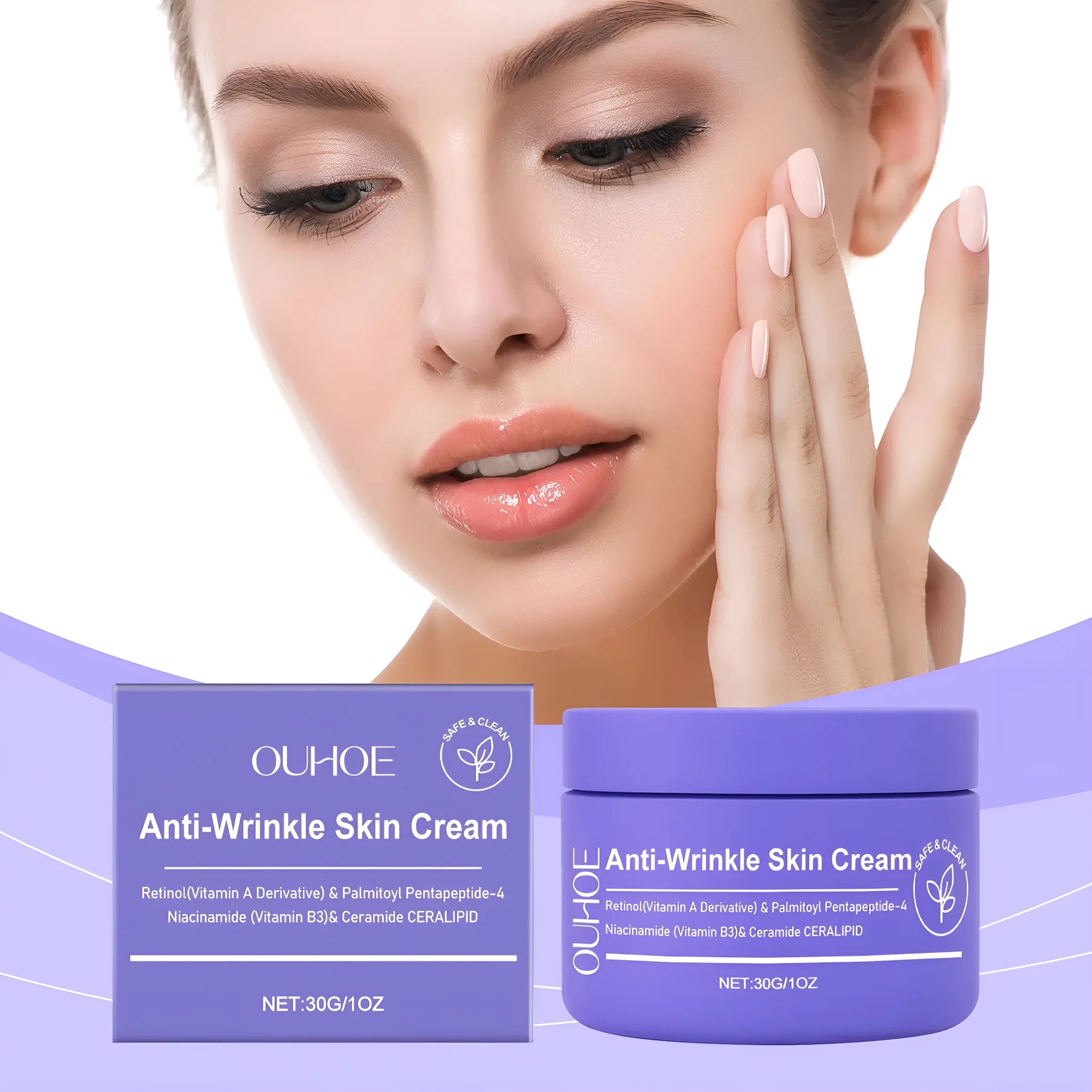 30g jar of retinol neck cream with ceramide and peptide formula for daily moisturising