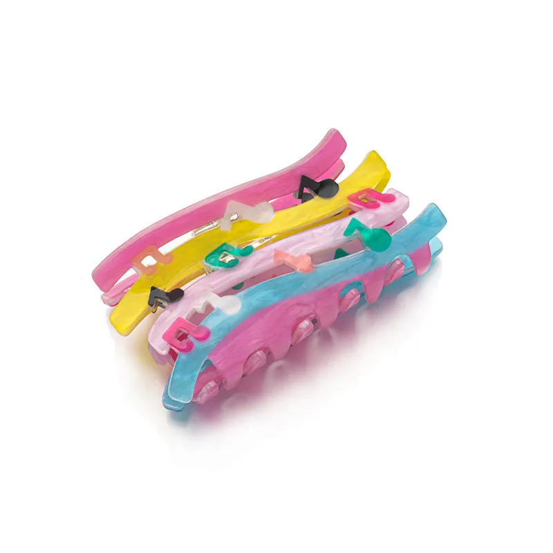 Acrylic candy color wave mixed color notes hair grip for women fashion OL style