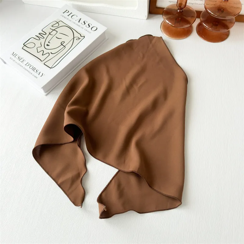 Women's solid colour triangle cloth headscarf in a neutral tone, displayed flat for easy viewing