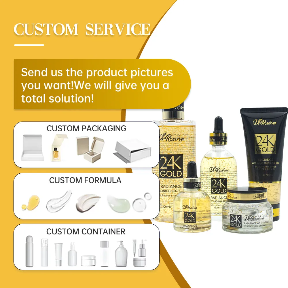DR.ROSEVA 24K Gold Radiance Luxury Set 5 piece skincare gift box with cleanser serum and face cream