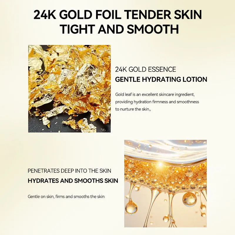 DR.ROSEVA 24K Gold Radiance Luxury Set 5 piece skincare gift box with cleanser serum and face cream