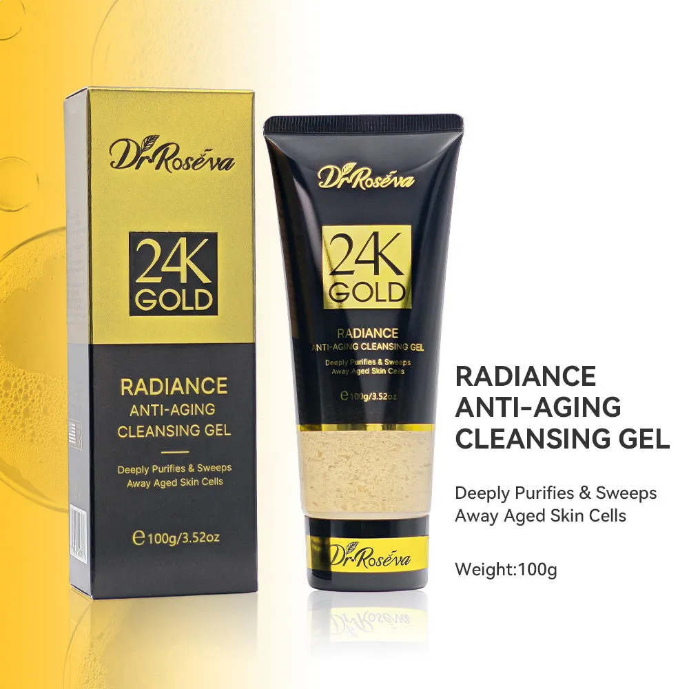 DR.ROSEVA 24K Gold Radiance Luxury Set 5 piece skincare gift box with cleanser serum and face cream