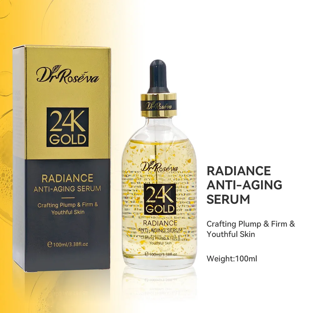 DR.ROSEVA 24K Gold Radiance Luxury Set 5 piece skincare gift box with cleanser serum and face cream