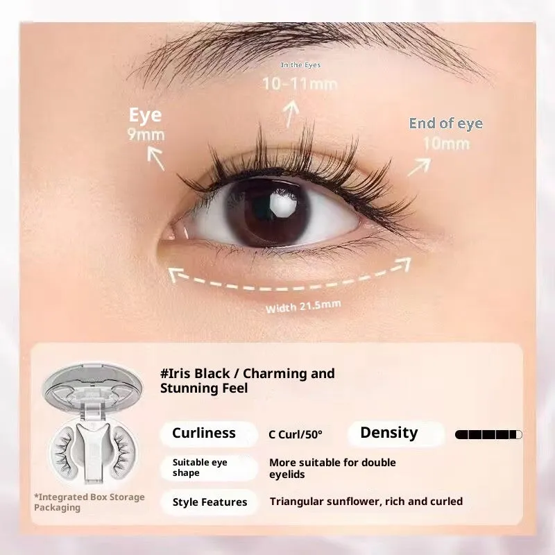 Integrated soap holder plain magnetic false eyelashes in Cold Fog Black with clip and storage bag