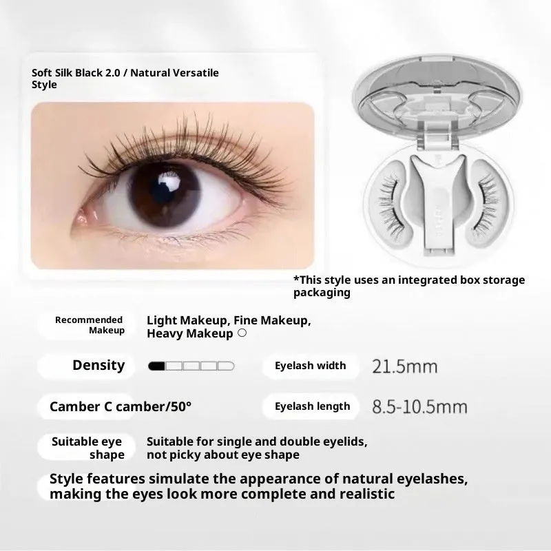 Integrated soap holder plain magnetic false eyelashes in Cold Fog Black with clip and storage bag