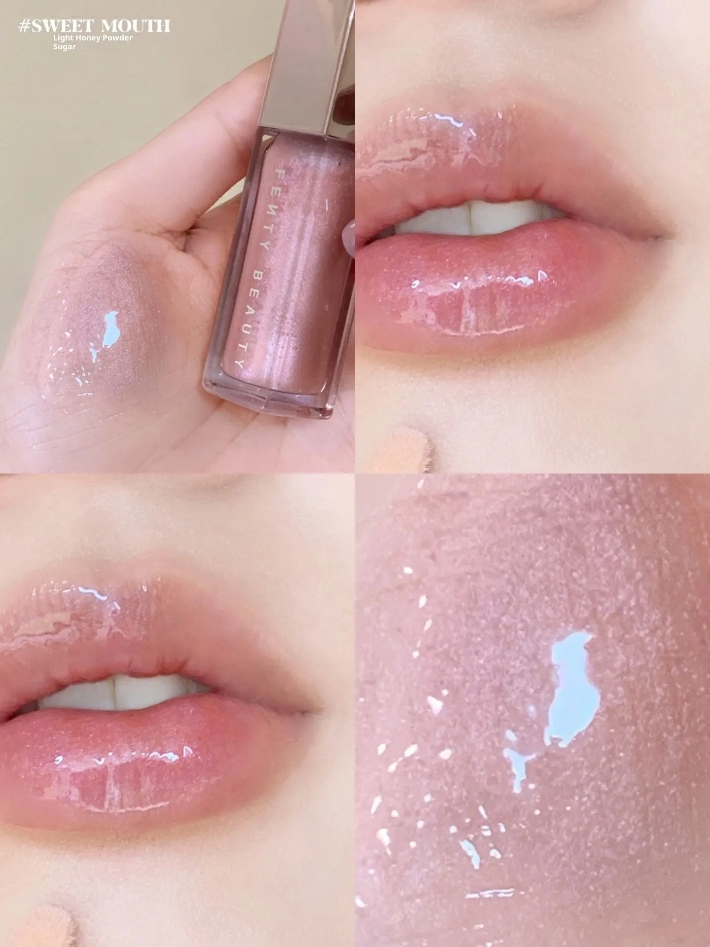 Mirror Water Light Highlight Lip Lacquer lip gloss tube with wand applicator in streamer 01 Fenty Glow