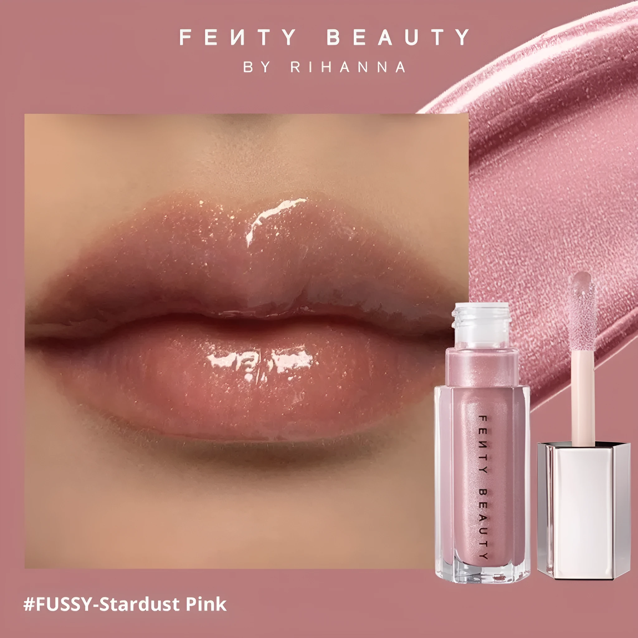 Mirror Water Light Highlight Lip Lacquer lip gloss tube with wand applicator in streamer 01 Fenty Glow
