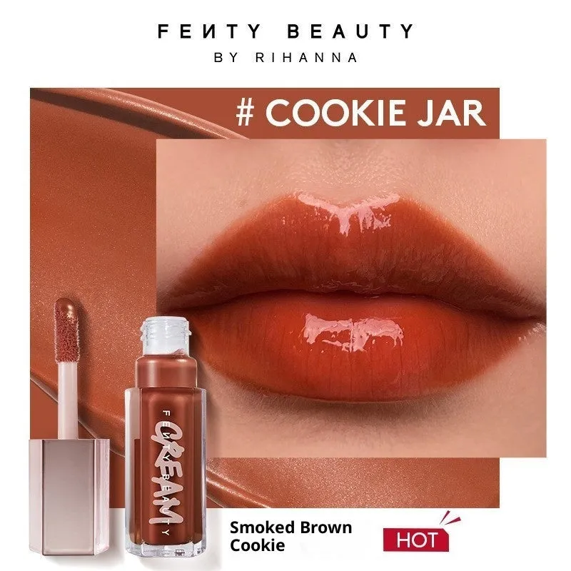 Mirror Water Light Highlight Lip Lacquer lip gloss tube with wand applicator in streamer 01 Fenty Glow