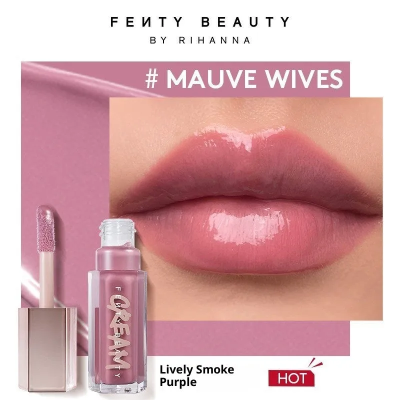 Mirror Water Light Highlight Lip Lacquer lip gloss tube with wand applicator in streamer 01 Fenty Glow