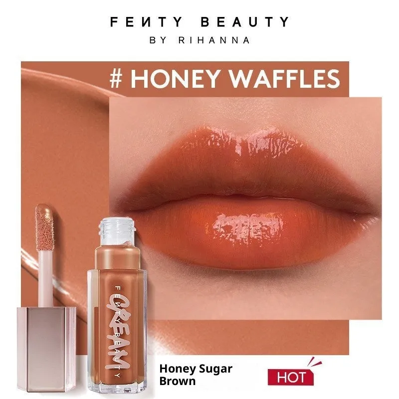 Mirror Water Light Highlight Lip Lacquer lip gloss tube with wand applicator in streamer 01 Fenty Glow
