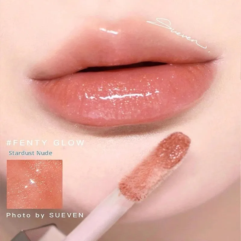 Mirror Water Light Highlight Lip Lacquer lip gloss tube with wand applicator in streamer 01 Fenty Glow