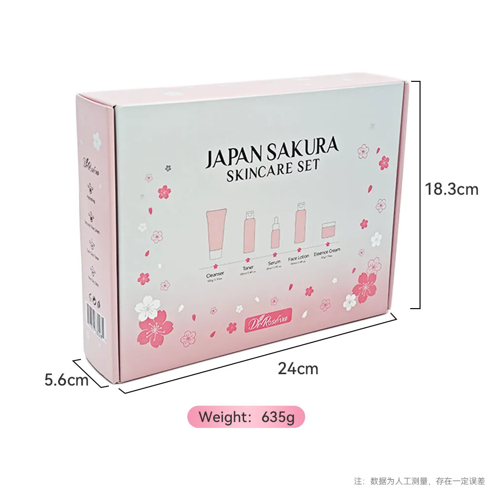 5-piece facial skin care set including whitening moisturising cleanser toner lotion eye cream and serum products