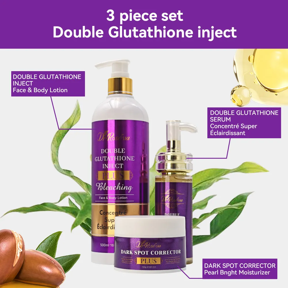 DR.ROSEVA 3pcs Double Glutathione skin care set with anti-aging double moisturizer and vegan collagen in white packaging