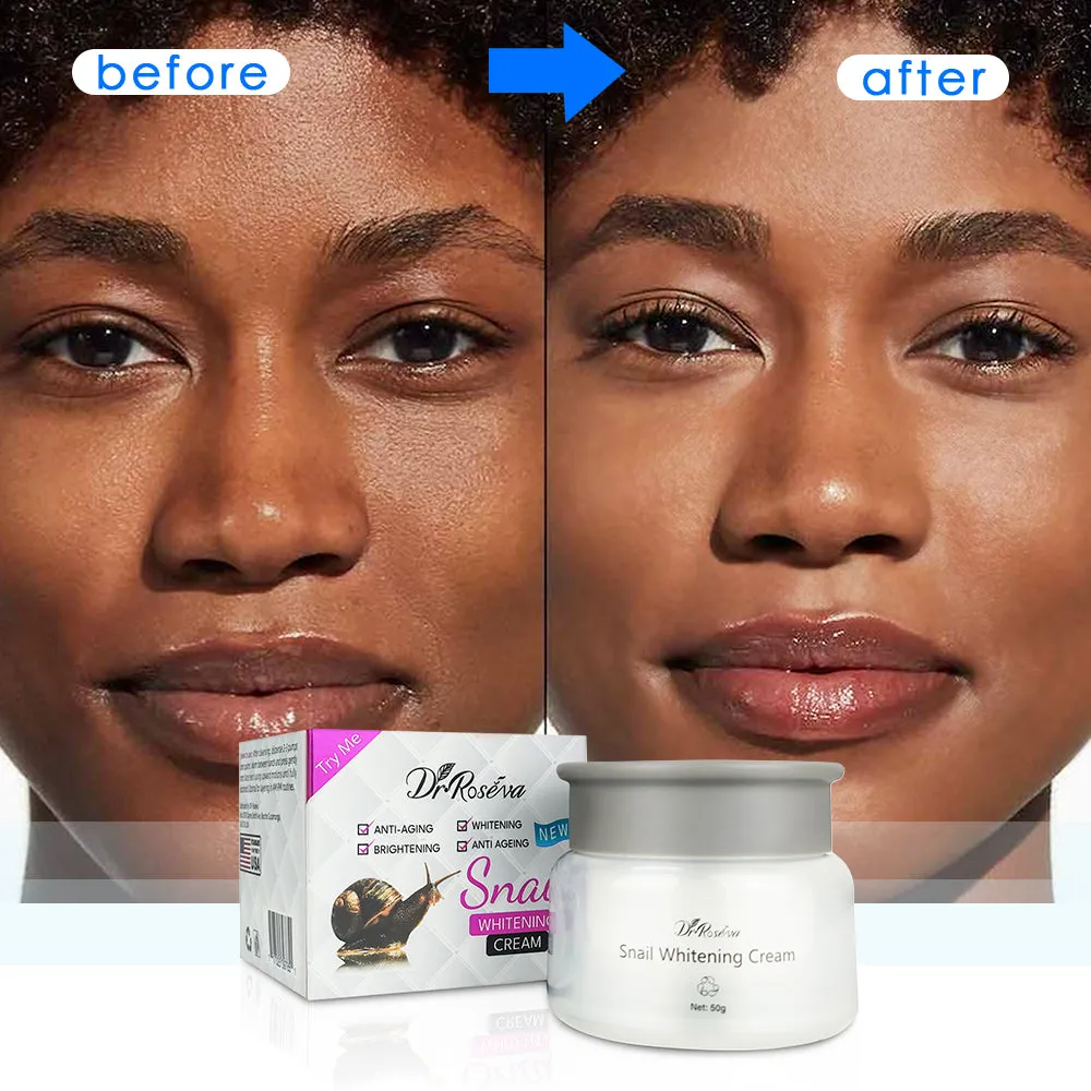 DR.ROSEVA snail facial set with cleanser, face cream, and serum on a white background