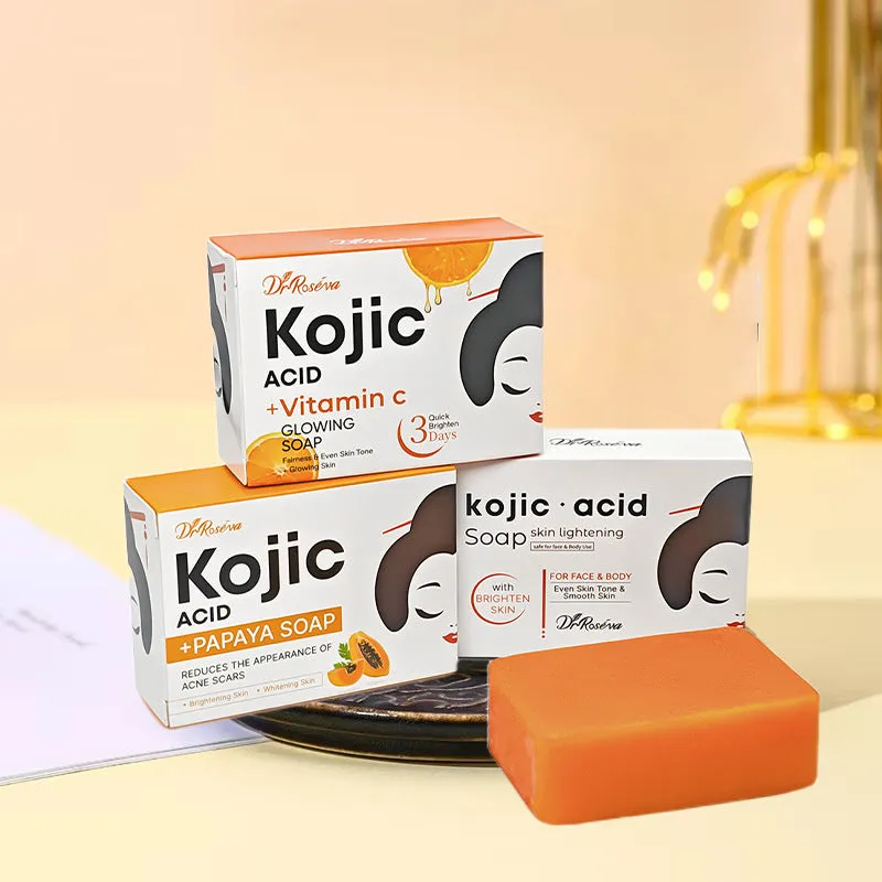 Natural organic soap bar for dark spot removal with kojic acid, vitamin C, and retinol variants