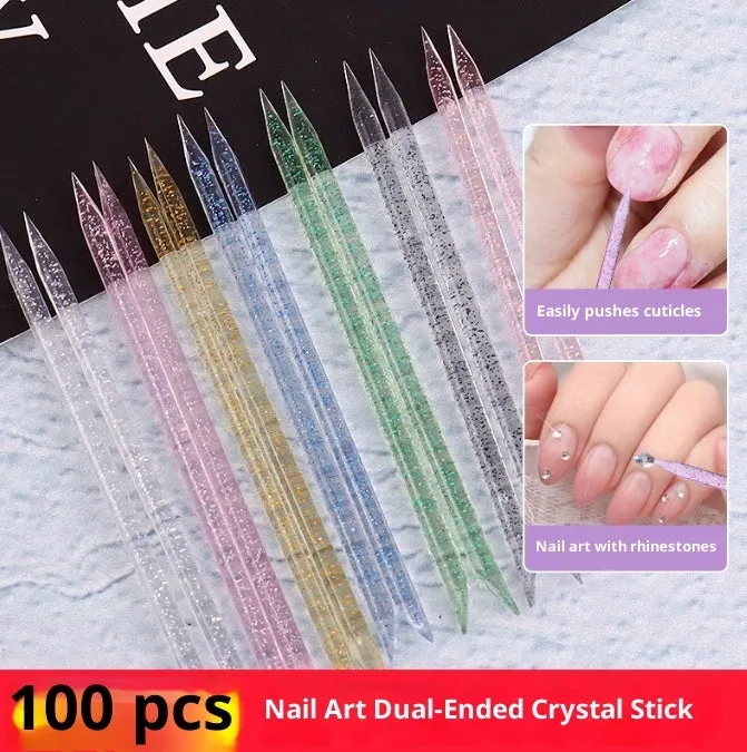 100pcs nail drill glue sticks 7.5cm and 9.3cm crystal rods in multiple colours for manicure