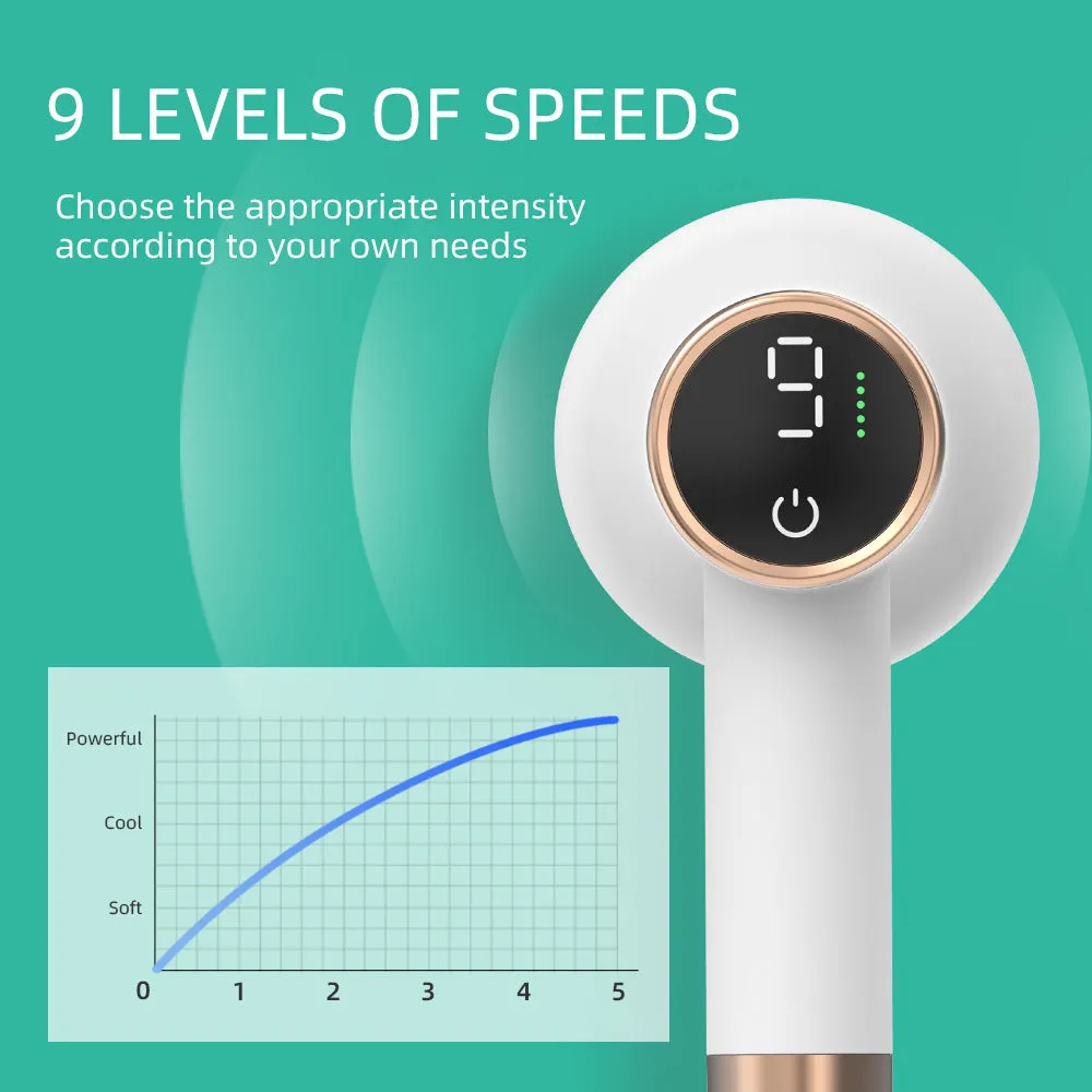 White mini portable wireless charging massage gun with brushed motor and ABS body
