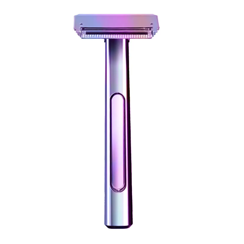 20T double-layer half-blade manual shaver in silver, gun colour, bronze, and gold-plated purple finishes