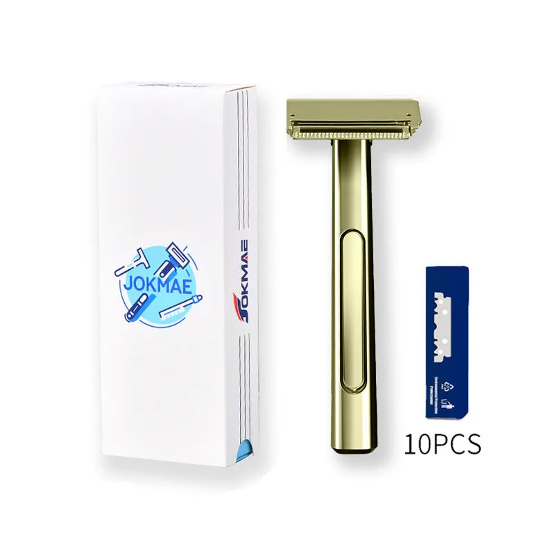 20T double-layer half-blade manual shaver in silver, gun colour, bronze, and gold-plated purple finishes