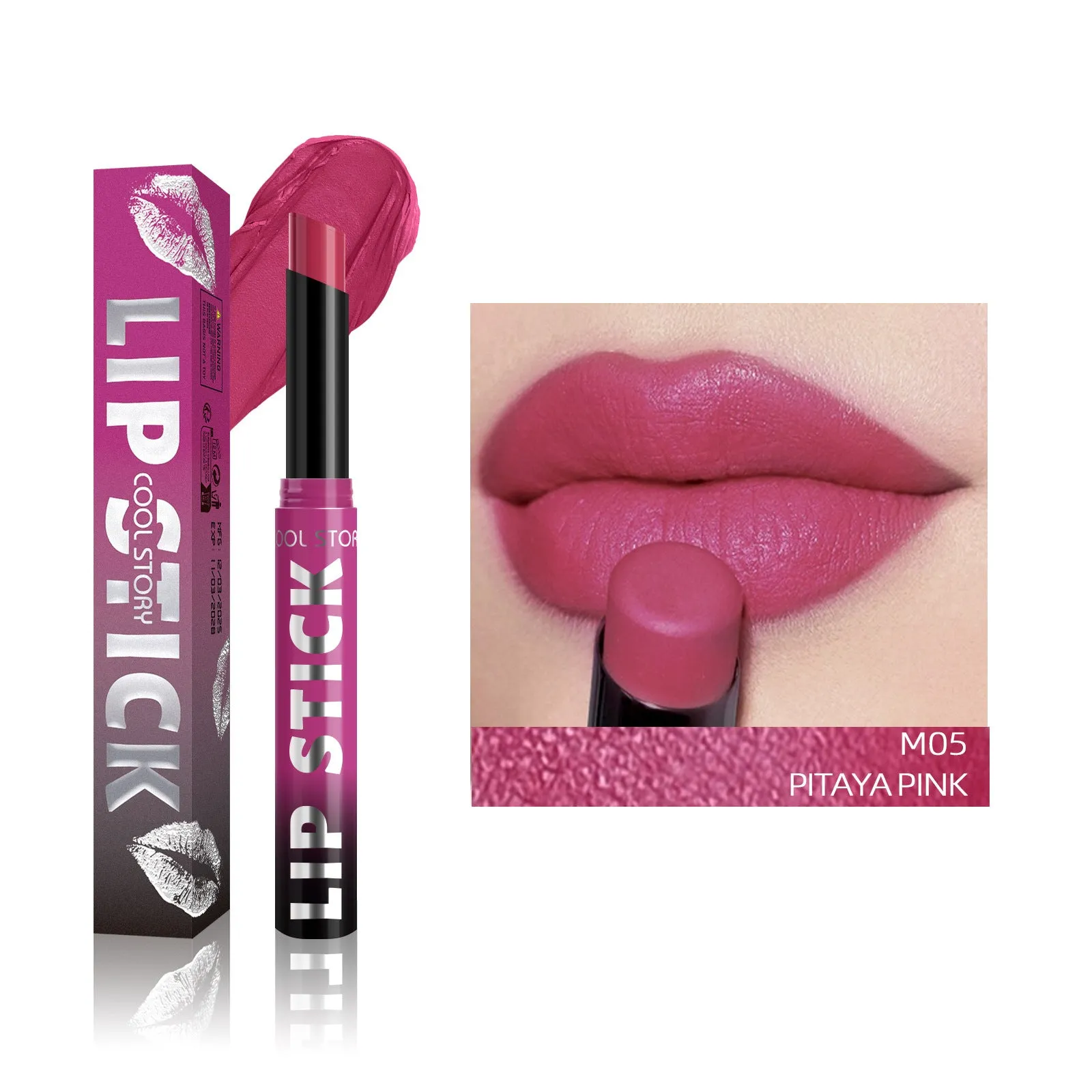Dual-use lipstick and light gloss stick in a choice of eight colours with 2g net content.