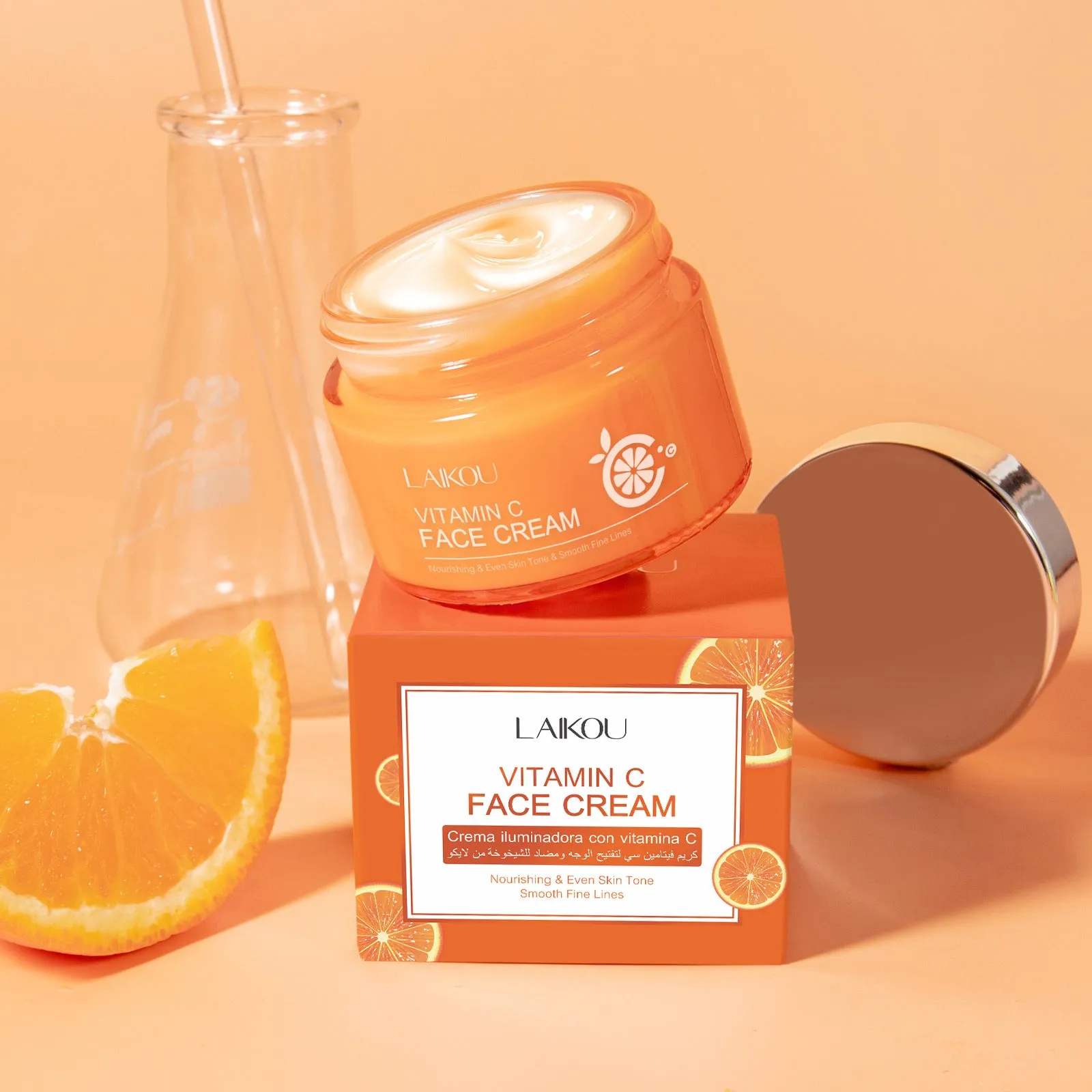 Vitamin C Delicate Moisturising Cream 50g in orange pot with white lid