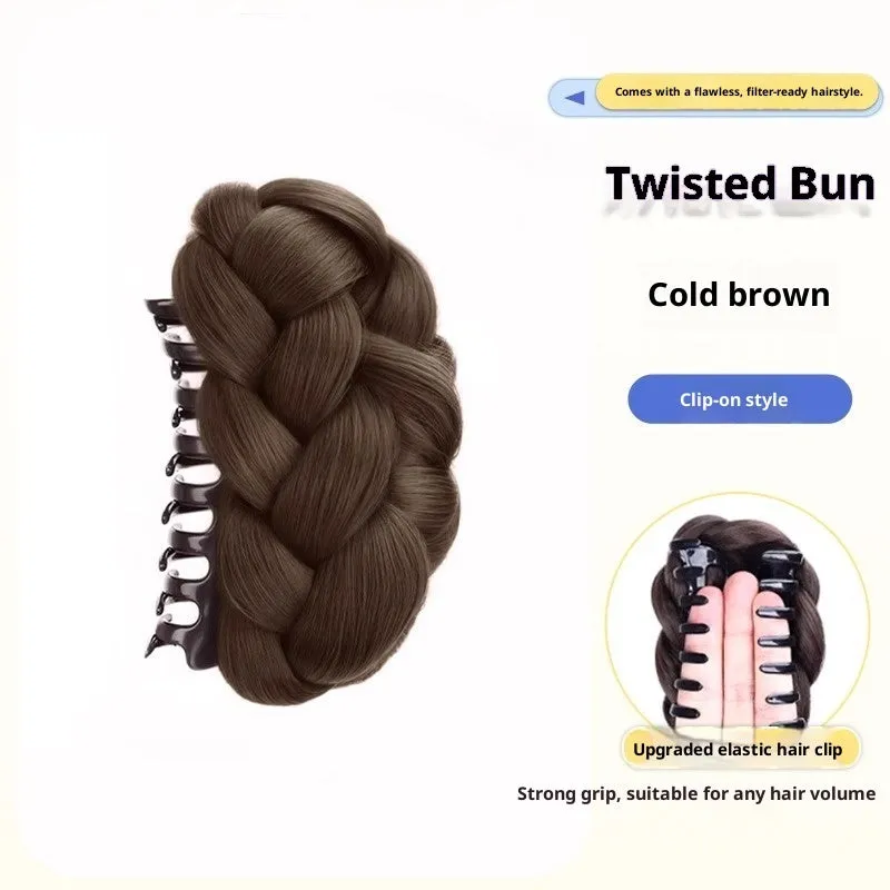 Wig grip bud-like hair style lazy updo gadget for ladies in brown and black high-temperature fibre